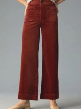 Anthropologie Maeve Colette Cropped Wide-Leg Corduroy Pants Size 28